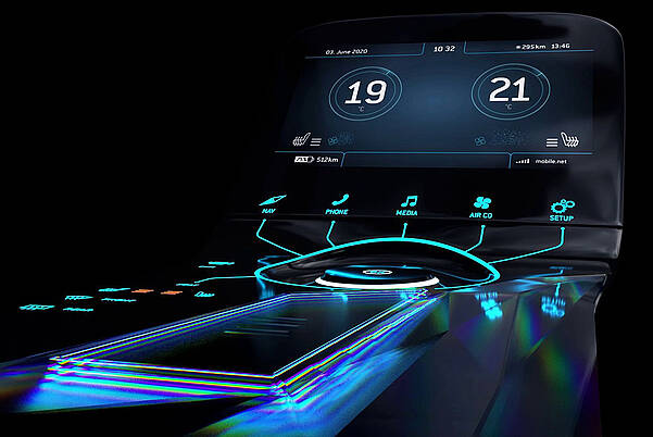 Console centrale automobile avec interface homme-machine (IHM) de KURZ FRANCE