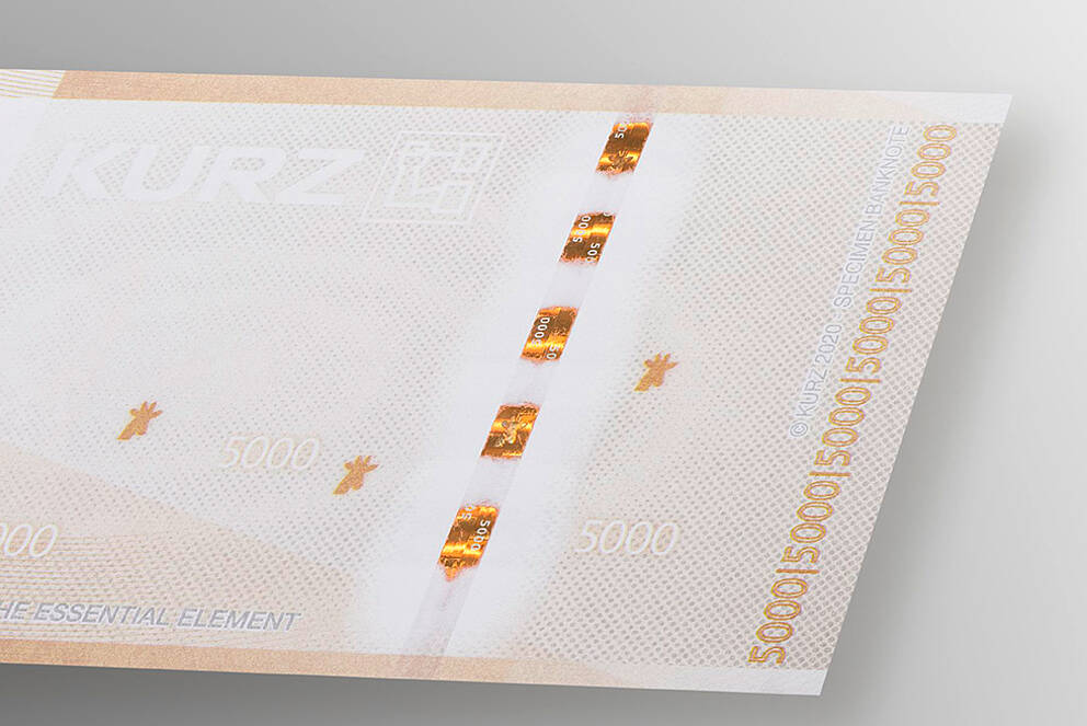 Billet de banque avec bande de sécurité orange pour une sécurité renforcée